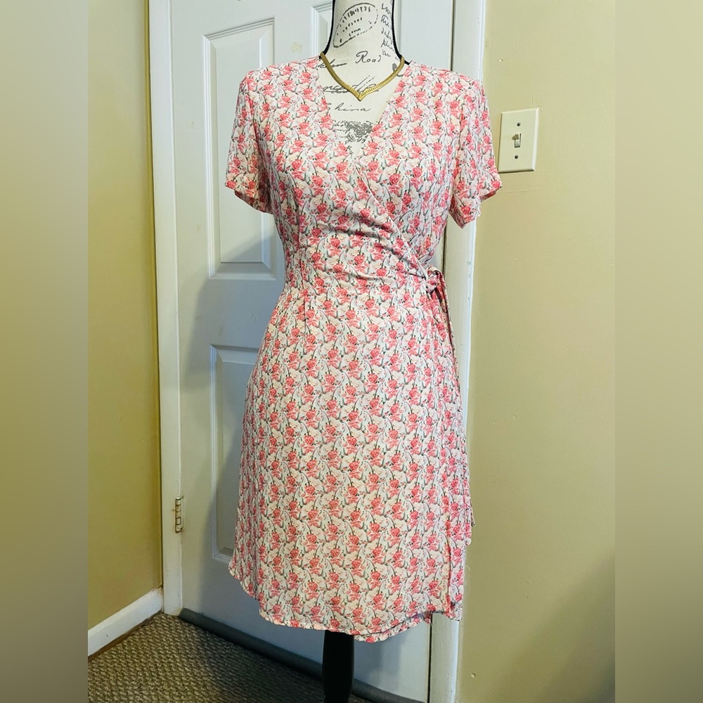 Code X Mode Floral Wrap Dress in Pink